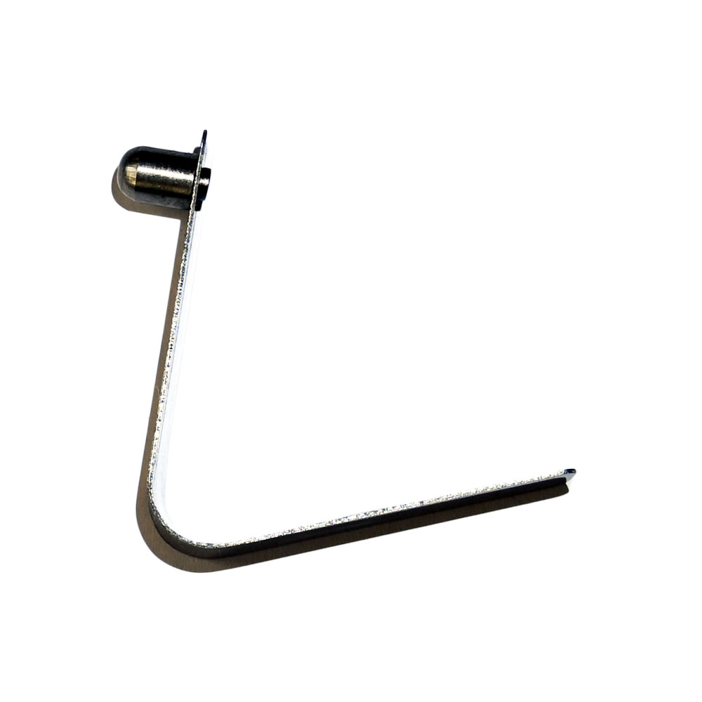 Stainless steel push button. Diameter 5,75 mm, tickness 0,5 mm. Side view.