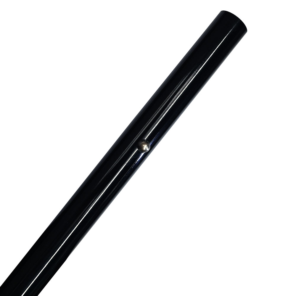Glass fiber tube made with prepreg winding technology. Corrosion resistant push button made of stainless steel. Wall thickness 1.4 mm, length 1 m. Top view.