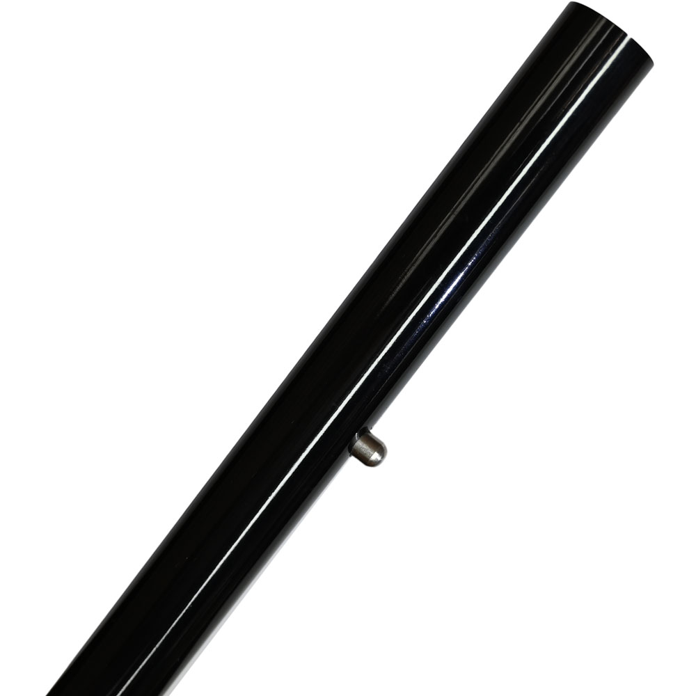 Glass fiber tube made with prepreg winding technology. Corrosion resistant push button made of stainless steel. Wall thickness 1.4 mm, length 1 m. Side view.