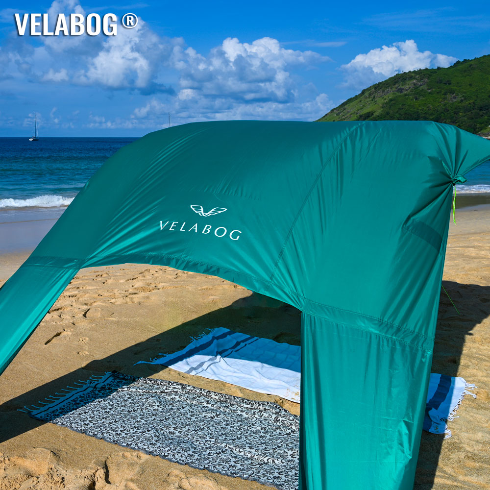 Beach sun sail shelter Velabog Breeze, green.