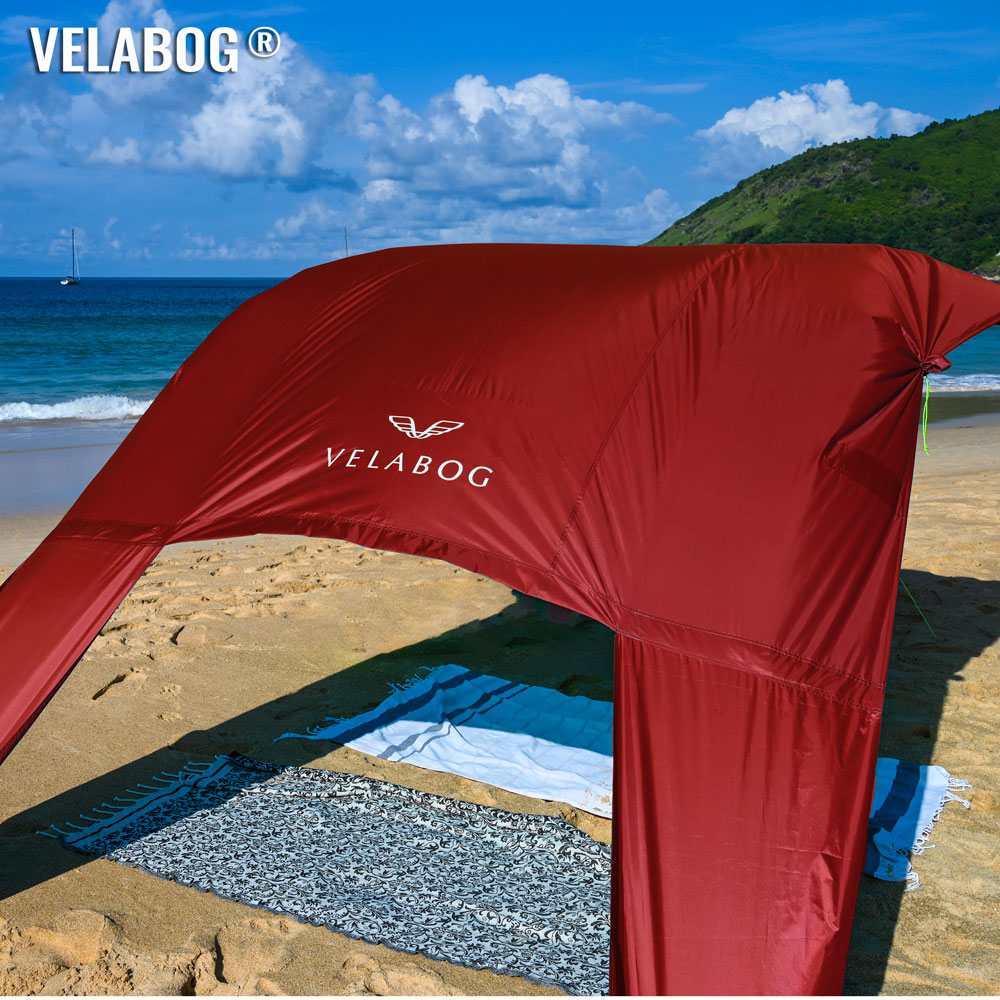 Beach sun sail shelter Velabog Breeze, red.