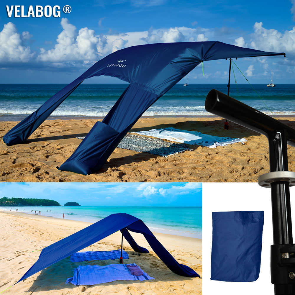 Beach sun sail set Velabog Breeze GF. Glass fiber, nightblue.