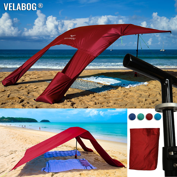 Beach sun sail set Velabog Breeze GF. Glass fiber, red.