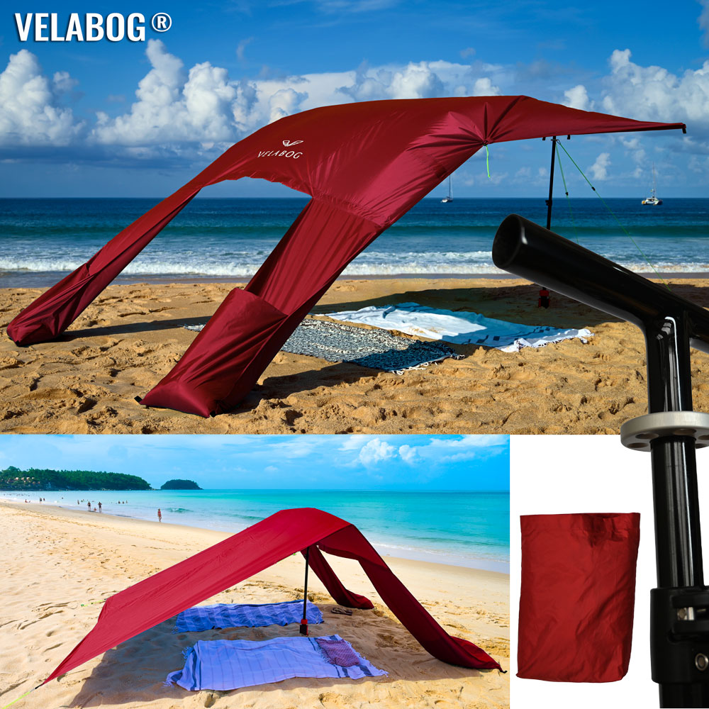 Beach sun sail set Velabog Breeze GF. Glass fiber, red.