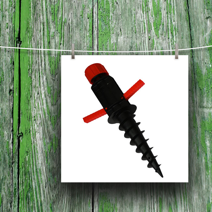All-plastic ground anchor. Steplessly suitable for all round tubes with Ø 17 to 33mm.