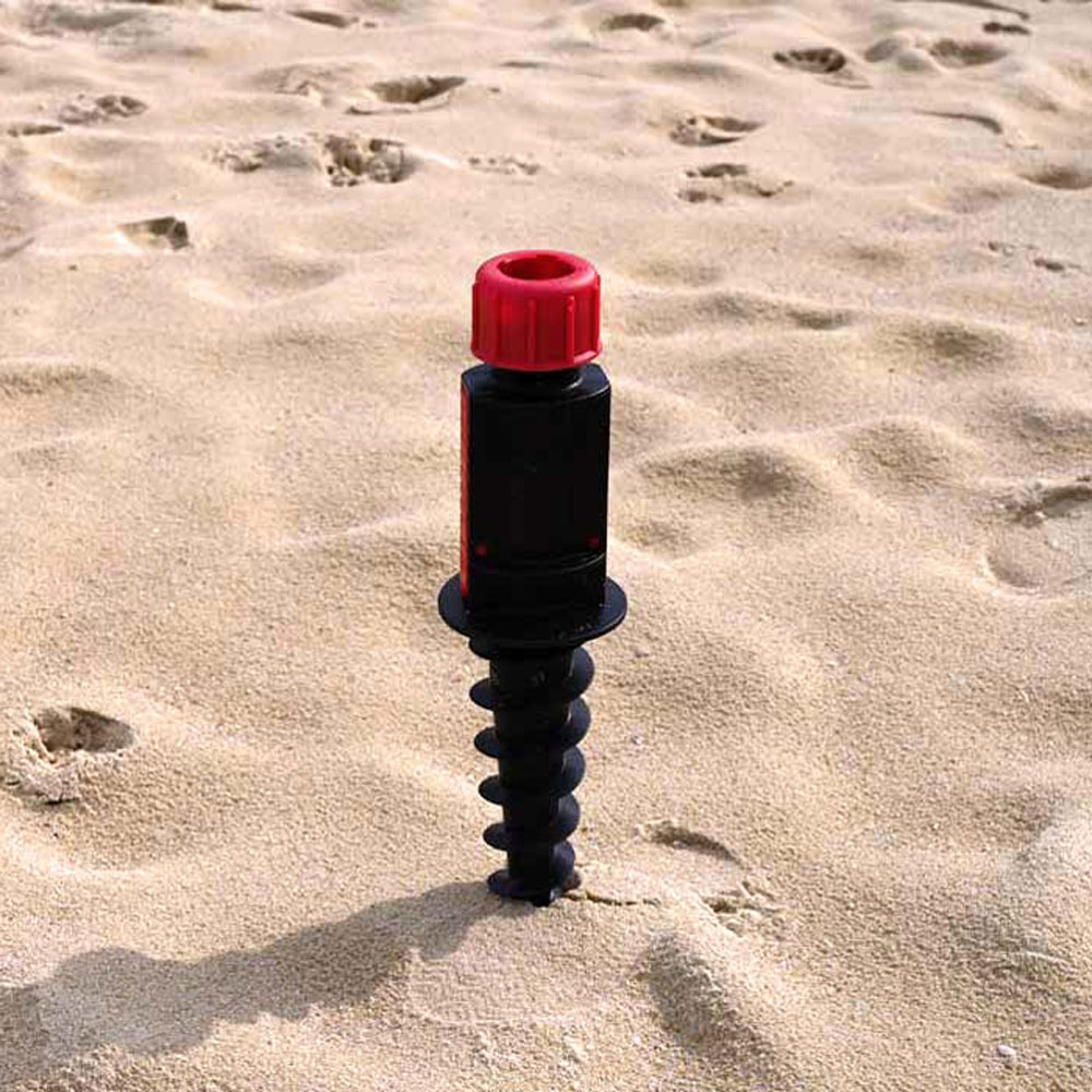 Ground anchor Blome Profix with fold-out screw handles. Application step 1.