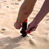Ground anchor Blome Profix with fold-out screw handles. Application step 3.